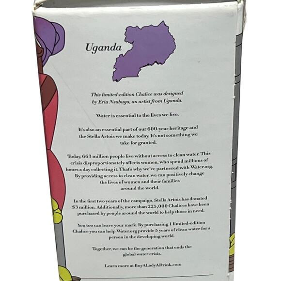 Stella Artois Uganda Set of 2 Chalice Glass Limited Edition Box Art 33cl New - Picture 6 of 8